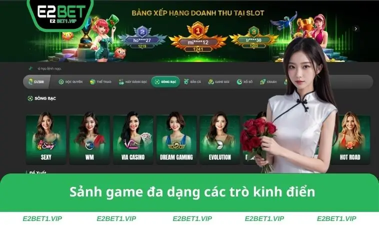 Sảnh game đa dạng các trò kinh điển